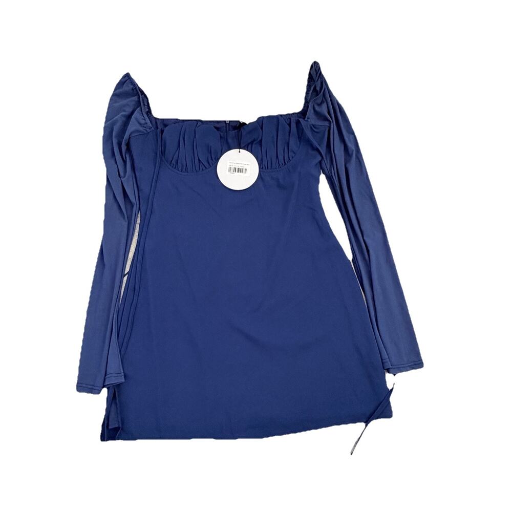 New Princess Polly Dyer Sheer Sleeve Mini Dress Navy Womens US 8 NWT Sexy